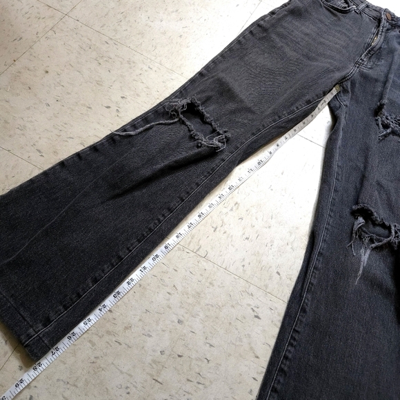 BDG | Women's Distressed Black Jeans Stretch High Rise Flare - Picture 11 of 11